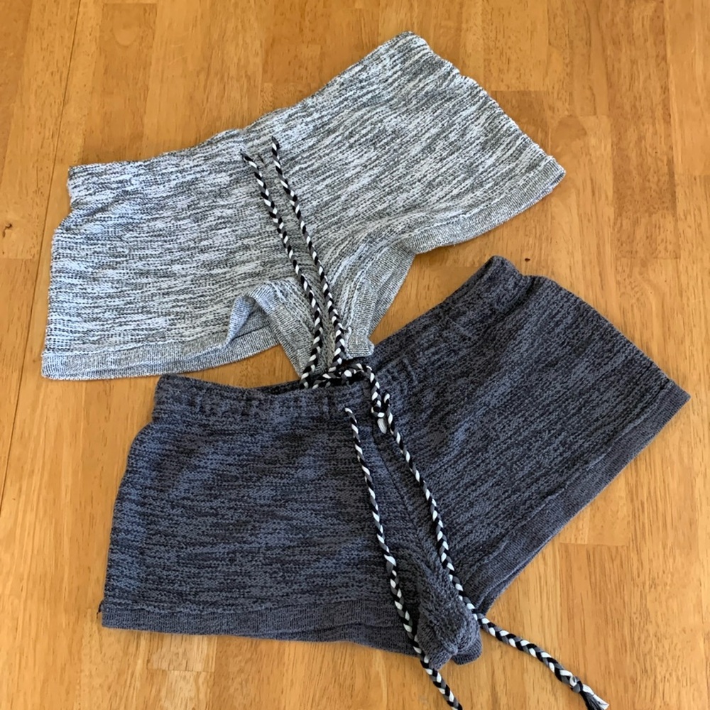 ✋2 Knit Sleep Shorts Grey/Dark Grey and Black/White/Grey